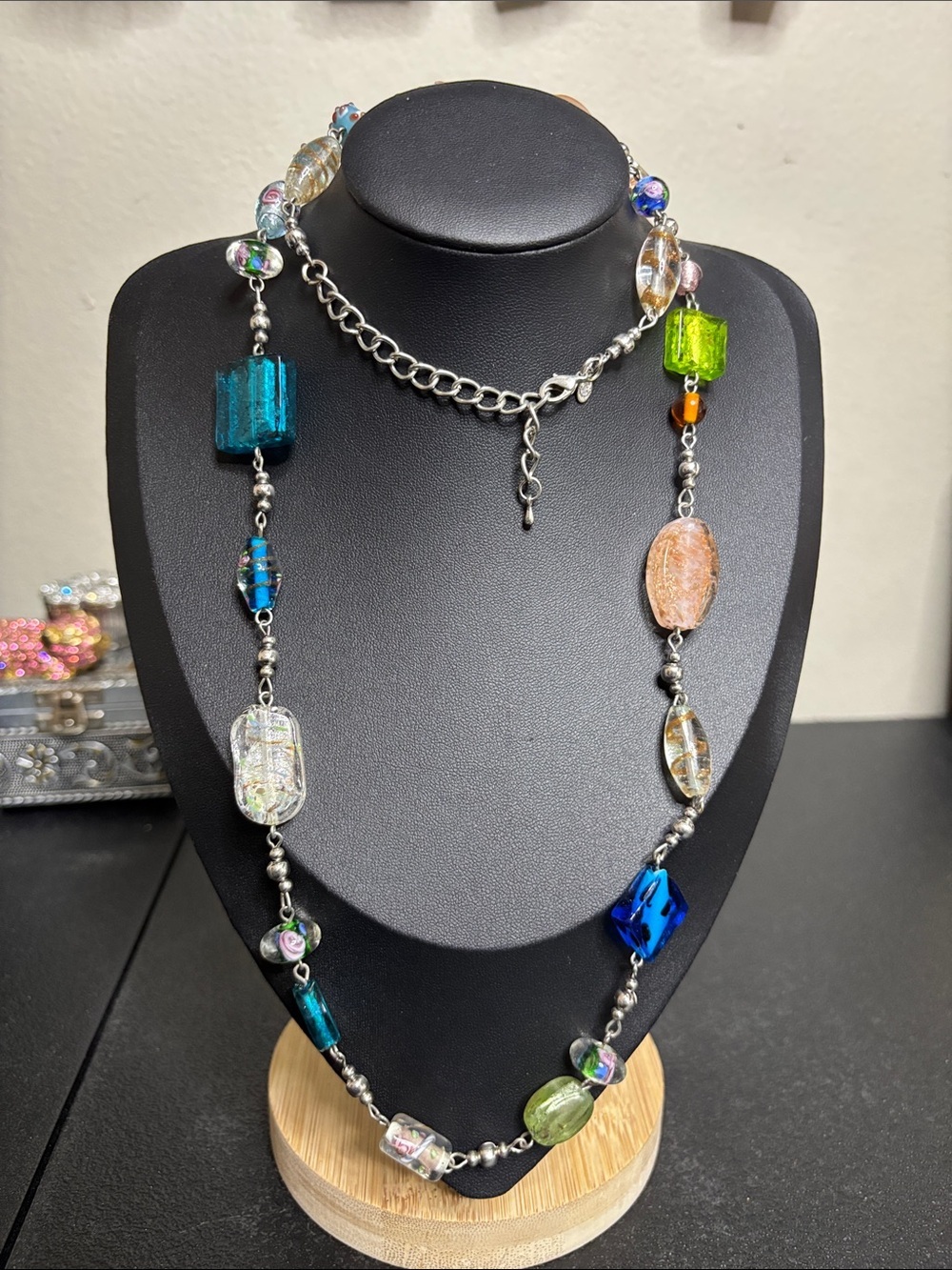 Premier Designs Dichroic Cake Multicolor Glass Bead Necklace - Elegant Jewelry